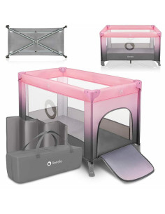 BN-LO-STEFI _PINK_OMBRE,Lionelo - Patut pliant cu un nivel Stefi, Cu intrare laterala cu fermoar, 2 roti, 120x60 cm, Conform cu  2