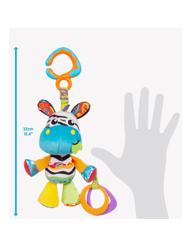 BN-730623,Jucarie pentru carucior, scoica auto si patut, Cu jucarie de dentitie, Zoe Zebra Munchimal, 32 cm, Playgro
