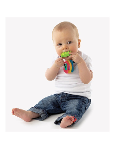 BN-535852,Jucarie de dentitie multifunctionala, Textured teething Rattle, Playgro, Multicolor