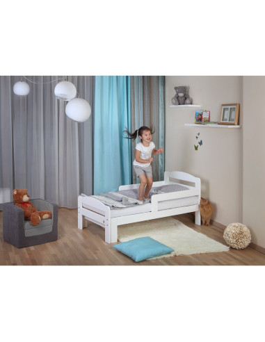 BN-YAPPYGROW_WHITE,Patut extensibil YappyGrow din lemn de mesteacan, Cu bariere de protectie, De la 1.5 ani pana la 18 ani, Yapp