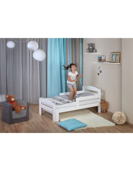 BN-YAPPYGROW_WHITE,Patut extensibil YappyGrow din lemn de mesteacan, Cu bariere de protectie, De la 1.5 ani pana la 18 ani, Yapp