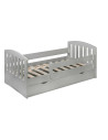 BN-YAPPYLUX_GREY,Patut junior cu sertar compartimentat YappyLux din lemn, Cu laterala de protectie, YappyKids, 160x80 cm, Gri