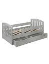 BN-YAPPYLUX_GREY,Patut junior cu sertar compartimentat YappyLux din lemn, Cu laterala de protectie, YappyKids, 160x80 cm, Gri