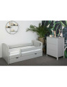 BN-YAPPYLUX_GREY,Patut junior cu sertar compartimentat YappyLux din lemn, Cu laterala de protectie, YappyKids, 160x80 cm, Gri
