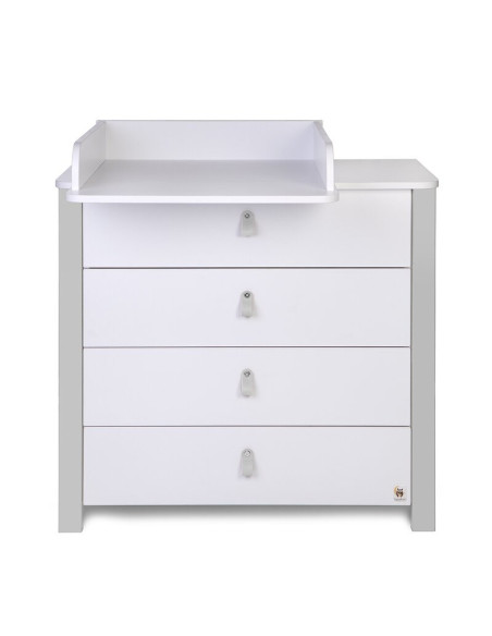BN-YAPPYDRESSERETUDE_GREY,Comoda de infasat YappyEtude din lemn, Cu patru sertare, Cu blat de infasat detasabil, YappyKids, 89x8