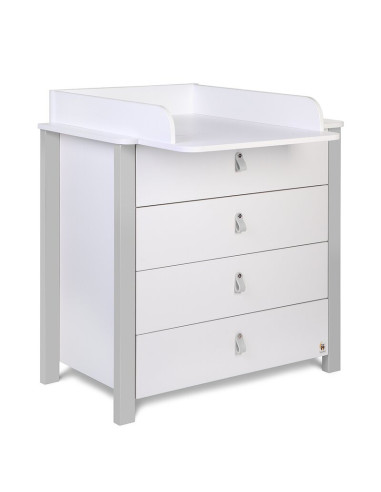 BN-YAPPYDRESSERETUDE_GREY,Comoda de infasat YappyEtude din lemn, Cu patru sertare, Cu blat de infasat detasabil, YappyKids, 89x8