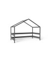 BN-YAPPYHYTTE_ANTHRACITE,Patut tip casuta YappyHytte Bed din lemn certificat FSC, Transformabil in casuta de joaca, Cu bariera d