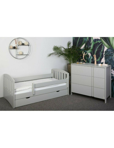 BN-YAPPYLUX+DRESSERCLASSIC_GREY,Pachet Patut junior cu sertar compartimentat YappyLux din lemn si Comoda de infasat YappyClassic