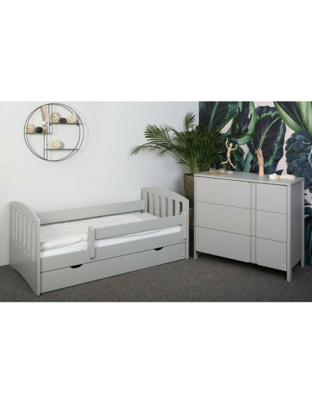 BN-YAPPYLUX+DRESSERCLASSIC_GREY,Pachet Patut junior cu sertar compartimentat YappyLux din lemn si Comoda de infasat YappyClassic