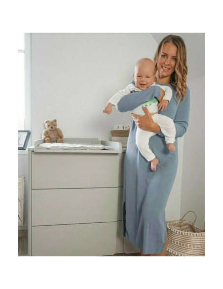 BN-YAPPYLUX+DRESSERCLASSIC_GREY,Pachet Patut junior cu sertar compartimentat YappyLux din lemn si Comoda de infasat YappyClassic