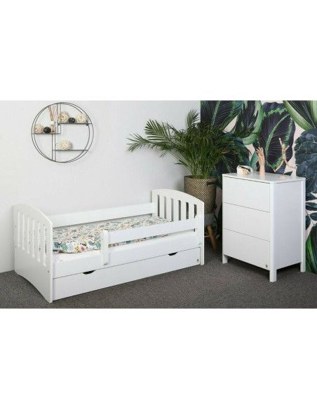 BN-YAPPYLUX+MINI_WHITE,Pachet Patut junior cu sertar compartimentat YappyLux din lemn si Comoda de infasat YappyMini din lemn, A