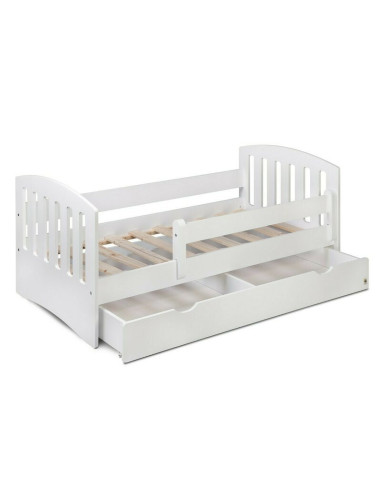 BN-YAPPYLUX+MINI_WHITE,Pachet Patut junior cu sertar compartimentat YappyLux din lemn si Comoda de infasat YappyMini din lemn, A