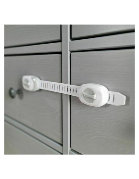 BL004_set,Bocioland - Sistem de siguranta multifunctional, Reglabil 20 cm, Pentru sertare, Dulapuri, Frigider, Alb