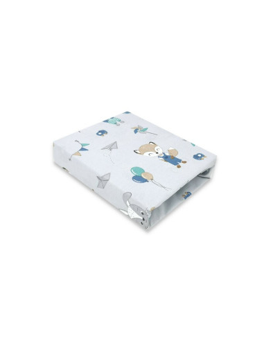 BN-6426972015219,Qmini - Cearceaf cu elastic pentru patut 140X70 cm, Din bumbac certificat Oeko Tex Standard 100, Fox and Rabbit