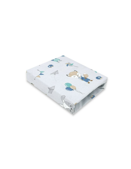 BN-6426972015219,Qmini - Cearceaf cu elastic pentru patut 140X70 cm, Din bumbac certificat Oeko Tex Standard 100, Fox and Rabbit