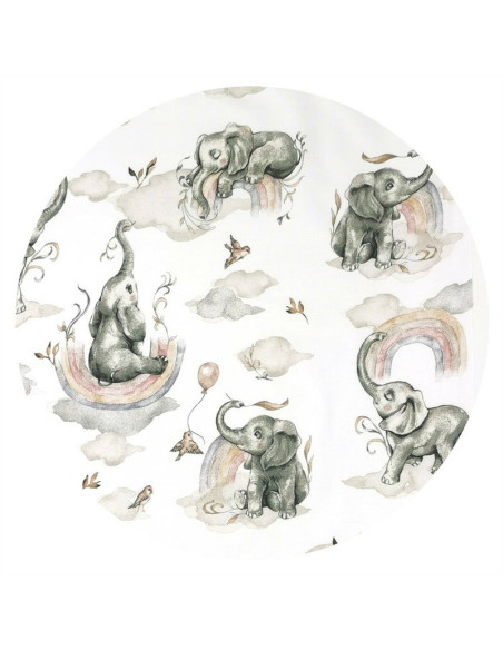 BN-6426972015233,Qmini - Cearceaf cu elastic pentru patut 140X70 cm, Din bumbac certificat Oeko Tex Standard 100, Elephants on R