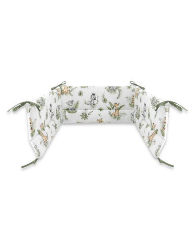 BN-6426972015240,Qmini - Aparatoare pentru patut 120x60 cm, Din bumbac certificat Oeko Tex Standard 100, 180x30 cm, Cu panglici,