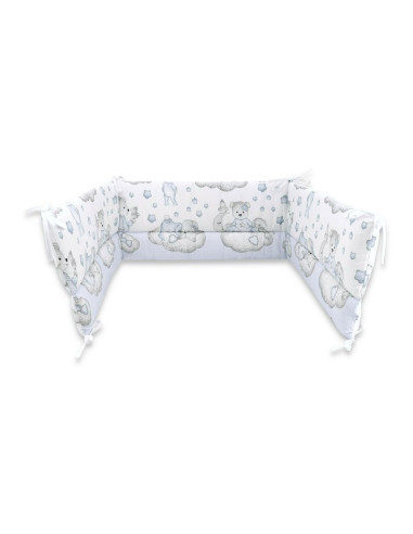 BN-6426972015257,Qmini - Aparatoare pentru patut 120x60 cm, Din bumbac certificat Oeko Tex Standard 100, 180x30 cm, Cu panglici,