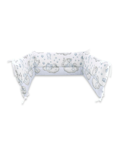 BN-6426972015257,Qmini - Aparatoare pentru patut 120x60 cm, Din bumbac certificat Oeko Tex Standard 100, 180x30 cm, Cu panglici,