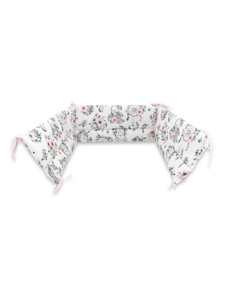 BN-6426972015271,Qmini - Aparatoare pentru patut 120x60 cm, Din bumbac certificat Oeko Tex Standard 100, 180x30 cm, Cu panglici,