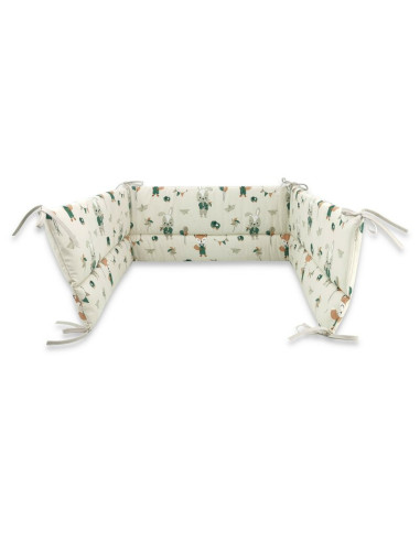 BN-6426972015288,Qmini - Aparatoare pentru patut 120x60 cm, Din bumbac certificat Oeko Tex Standard 100, 180x30 cm, Cu panglici,