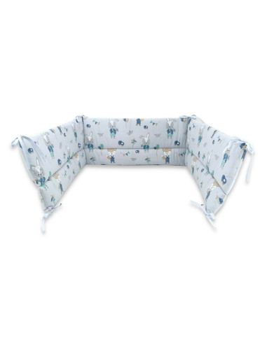 BN-6426972015295,Qmini - Aparatoare pentru patut 120x60 cm, Din bumbac certificat Oeko Tex Standard 100, 180x30 cm, Cu panglici,