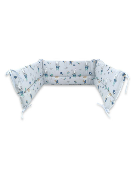 BN-6426972015295,Qmini - Aparatoare pentru patut 120x60 cm, Din bumbac certificat Oeko Tex Standard 100, 180x30 cm, Cu panglici,