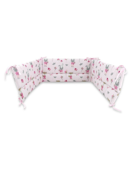 BN-6426972015301,Qmini - Aparatoare pentru patut 120x60 cm, Din bumbac certificat Oeko Tex Standard 100, 180x30 cm, Cu panglici,