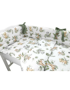 BN-6426972015325,Qmini - Lenjerie patut 3 piese, Cu protectie laterala, Din bumbac certificat Oeko Tex Standard 100, Pentru patu 2