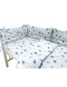 BN-6426972015370,Qmini - Lenjerie patut 3 piese, Cu protectie laterala, Din bumbac certificat Oeko Tex Standard 100, Pentru patu