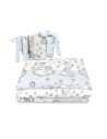 BN-6426972015417,Qmini - Lenjerie patut 3 piese, Cu protectie laterala, Din bumbac certificat Oeko Tex Standard 100, Pentru patu