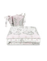 BN-6426972015424,Qmini - Lenjerie patut 3 piese, Cu protectie laterala, Din bumbac certificat Oeko Tex Standard 100, Pentru patu
