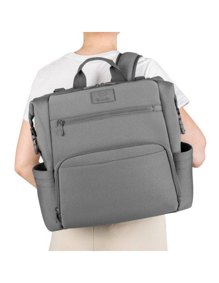 BN-LO-CUBE_GREY,Lionelo - Rucsac impermeabil pentru mamici Cube, Cu 12 compartimente si salteluta de schimbat, Cu prindere unive