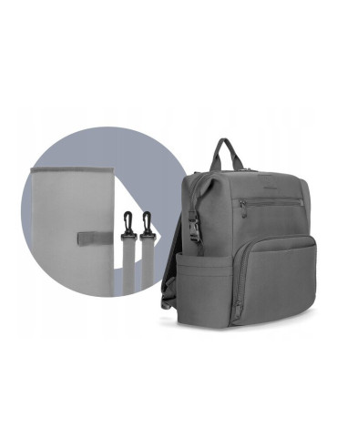 BN-LO-CUBE_GREY,Lionelo - Rucsac impermeabil pentru mamici Cube, Cu 12 compartimente si salteluta de schimbat, Cu prindere unive