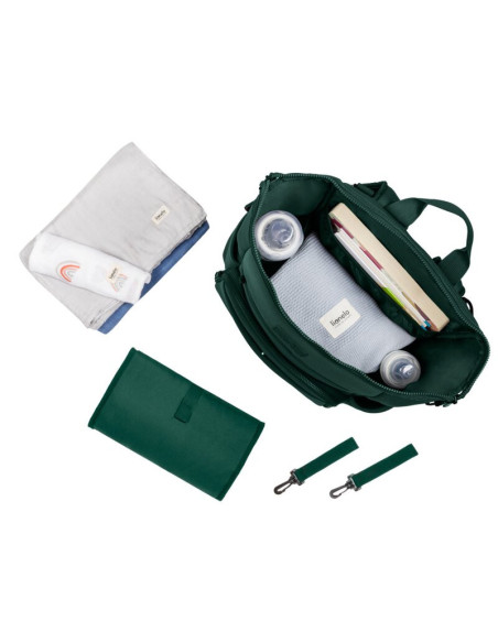 BN-LO-CUBE_GREEN,Lionelo - Rucsac impermeabil pentru mamici Cube, Cu 12 compartimente si salteluta de schimbat, Cu prindere univ