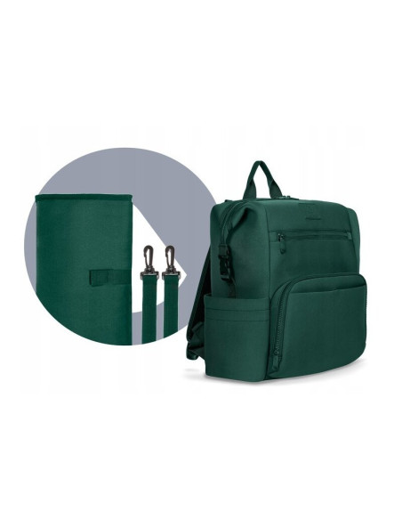 BN-LO-CUBE_GREEN,Lionelo - Rucsac impermeabil pentru mamici Cube, Cu 12 compartimente si salteluta de schimbat, Cu prindere univ