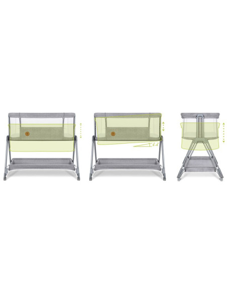 BN-LO-LUNA_GREY_CONCRETE,Lionelo - Patut co-sleeper Luna, 2 in 1, Cu laterala culisanta, Cu setare unghiulara, Cu roti, Reglabil