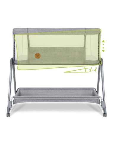 BN-LO-LUNA_GREY_CONCRETE,Lionelo - Patut co-sleeper Luna, 2 in 1, Cu laterala culisanta, Cu setare unghiulara, Cu roti, Reglabil