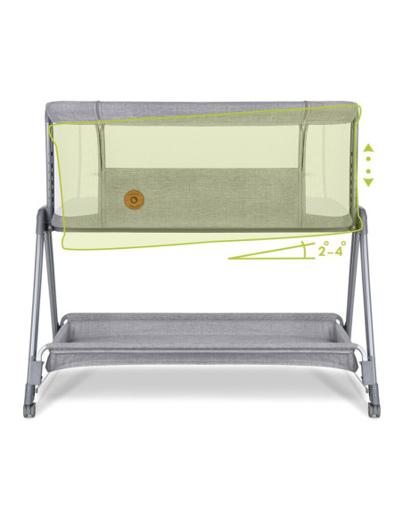 BN-LO-LUNA_GREY_CONCRETE,Lionelo - Patut co-sleeper Luna, 2 in 1, Cu laterala culisanta, Cu setare unghiulara, Cu roti, Reglabil