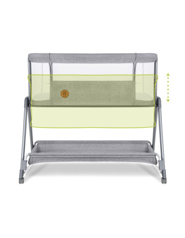BN-LO-LUNA_GREY_CONCRETE,Lionelo - Patut co-sleeper Luna, 2 in 1, Cu laterala culisanta, Cu setare unghiulara, Cu roti, Reglabil