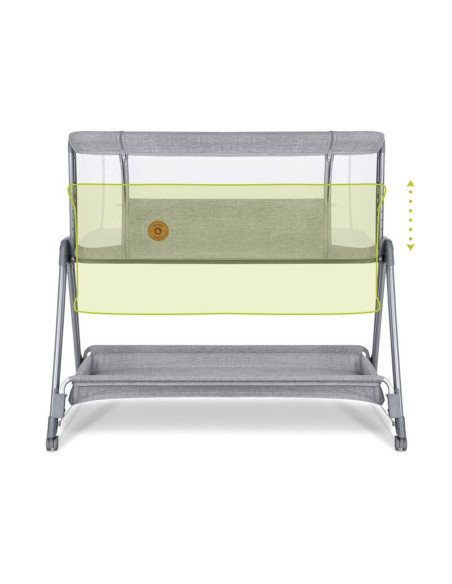 BN-LO-LUNA_GREY_CONCRETE,Lionelo - Patut co-sleeper Luna, 2 in 1, Cu laterala culisanta, Cu setare unghiulara, Cu roti, Reglabil