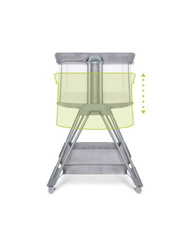 BN-LO-LUNA_GREY_CONCRETE,Lionelo - Patut co-sleeper Luna, 2 in 1, Cu laterala culisanta, Cu setare unghiulara, Cu roti, Reglabil