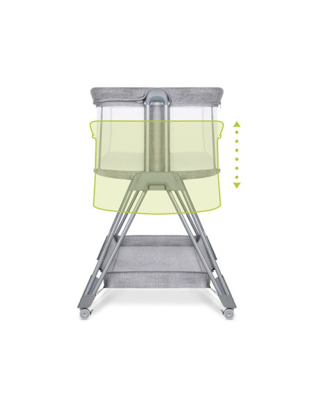 BN-LO-LUNA_GREY_CONCRETE,Lionelo - Patut co-sleeper Luna, 2 in 1, Cu laterala culisanta, Cu setare unghiulara, Cu roti, Reglabil