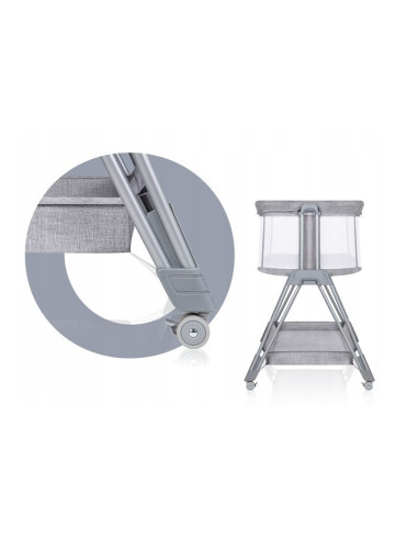 BN-LO-LUNA_GREY_CONCRETE,Lionelo - Patut co-sleeper Luna, 2 in 1, Cu laterala culisanta, Cu setare unghiulara, Cu roti, Reglabil