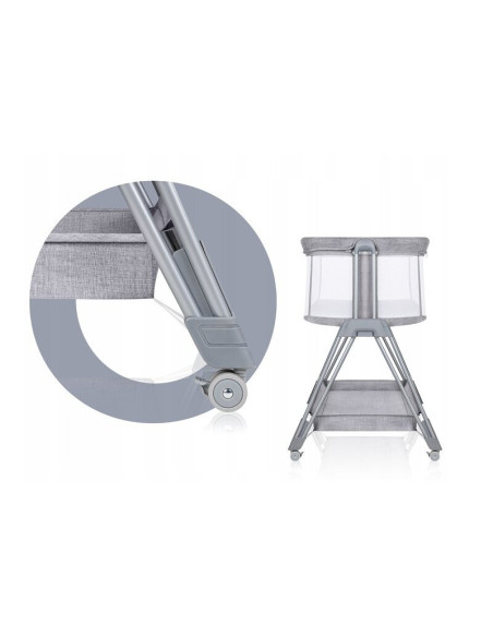 BN-LO-LUNA_GREY_CONCRETE,Lionelo - Patut co-sleeper Luna, 2 in 1, Cu laterala culisanta, Cu setare unghiulara, Cu roti, Reglabil