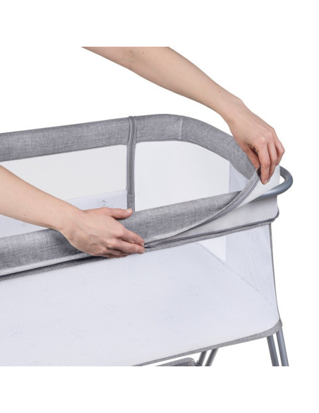 BN-LO-LUNA_GREY_CONCRETE,Lionelo - Patut co-sleeper Luna, 2 in 1, Cu laterala culisanta, Cu setare unghiulara, Cu roti, Reglabil