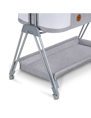 BN-LO-LUNA_GREY_CONCRETE,Lionelo - Patut co-sleeper Luna, 2 in 1, Cu laterala culisanta, Cu setare unghiulara, Cu roti, Reglabil
