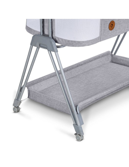BN-LO-LUNA_GREY_CONCRETE,Lionelo - Patut co-sleeper Luna, 2 in 1, Cu laterala culisanta, Cu setare unghiulara, Cu roti, Reglabil