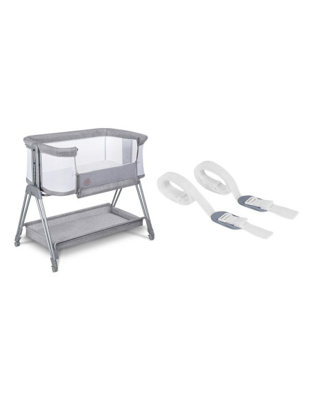 BN-LO-LUNA_GREY_CONCRETE,Lionelo - Patut co-sleeper Luna, 2 in 1, Cu laterala culisanta, Cu setare unghiulara, Cu roti, Reglabil