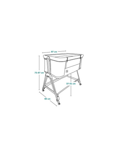 BN-LO-LUNA_GREY_CONCRETE,Lionelo - Patut co-sleeper Luna, 2 in 1, Cu laterala culisanta, Cu setare unghiulara, Cu roti, Reglabil